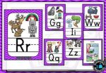 Alphabet cards with Pictures Classroom Decor- Purple Chevron Online