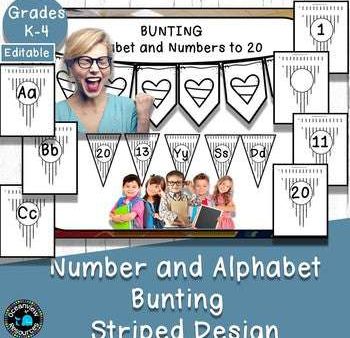 Alphabet and Number Bunting Decor Pack- Striped Cheap