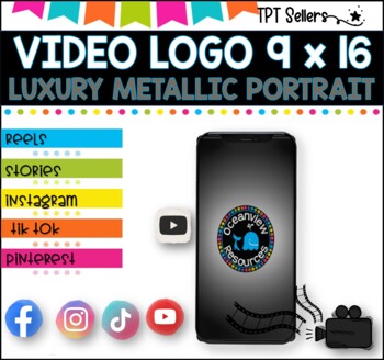 VIDEO LOGO -VERTICAL  9 x 16 for Social Media and Pinterest ILuxury Metallic on Sale